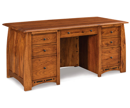 Boulder Creek Double Pedestal 7 Drawer Desk W/Finished Backside