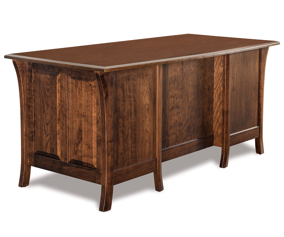 Ensenada Double Pedestal 5 Drawer Desk W/Finished Backside & Curved Top