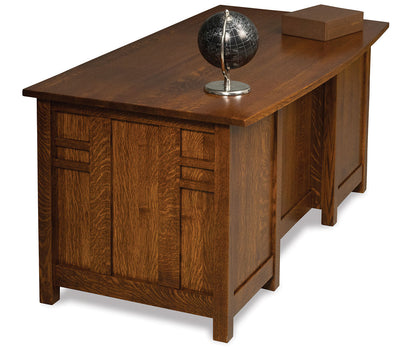 Kascade Double Pedestal 7 Drawer Desk W/Finished Backside & Curved Top