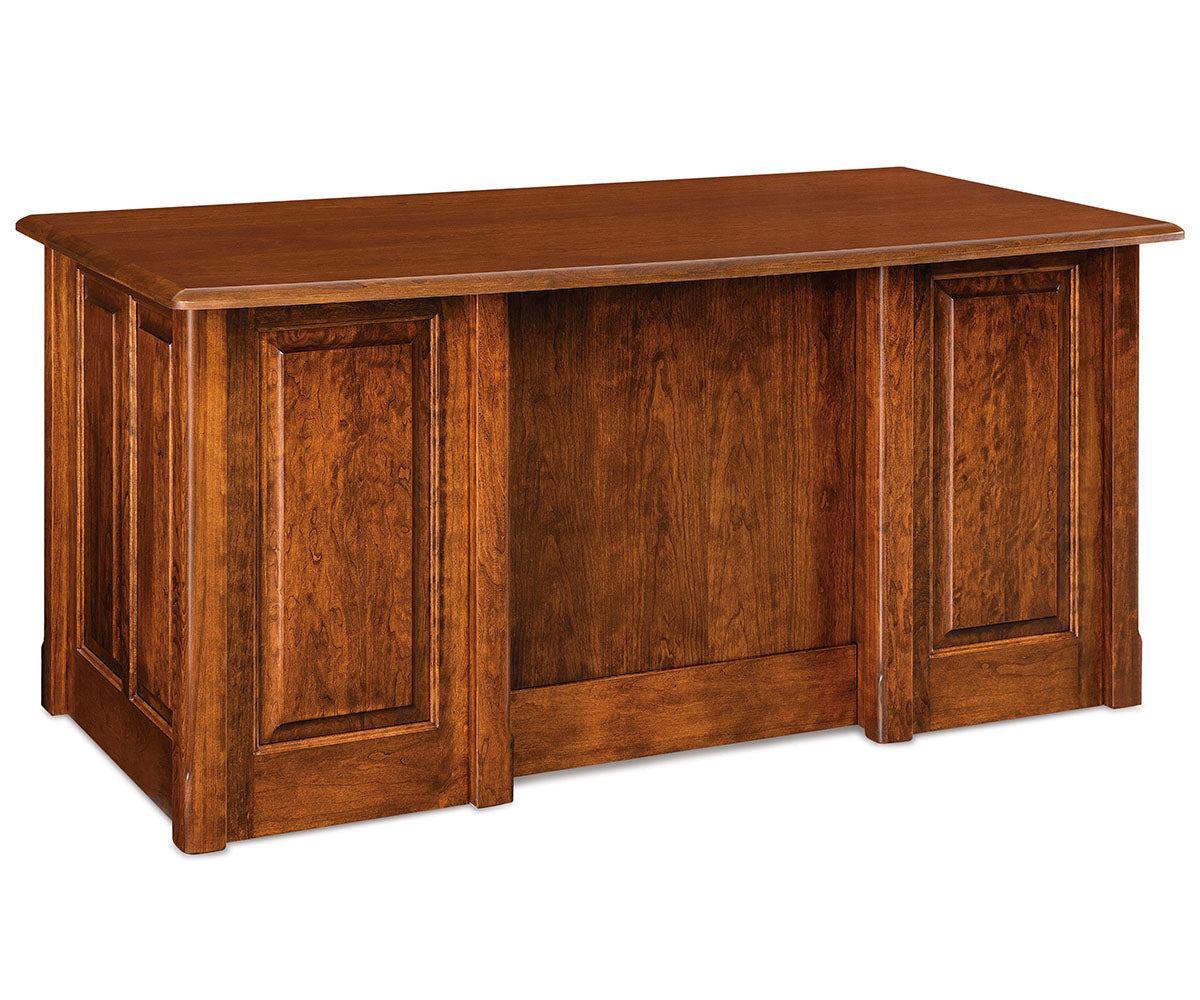 Victorian Double Pedestal 7 Drawer Desk W/Finished Backside & Curved Top