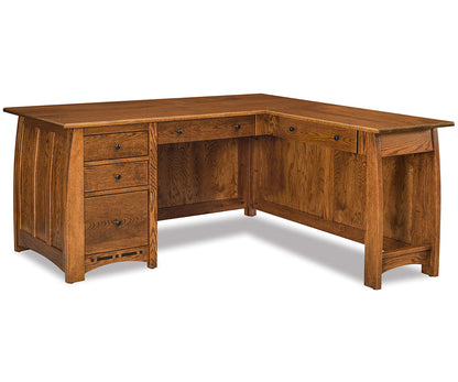 Boulder Creek 5 Drawer L Desk W/Finished Back 66″W, 60″Wright