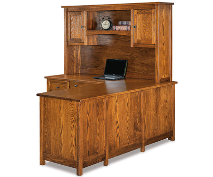 Centennial 8 Drawer L Desk W/2 Door Hutch Top -- 72"W Left, 72" W Right