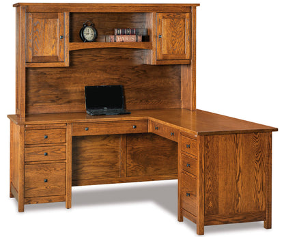Centennial 8 Drawer L Desk W/2 Door Hutch Top -- 72"W Left, 72" W Right