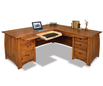 Boulder Creek 8 Drawer L Desk W/Finished Back 78"W Left, 72"W Right