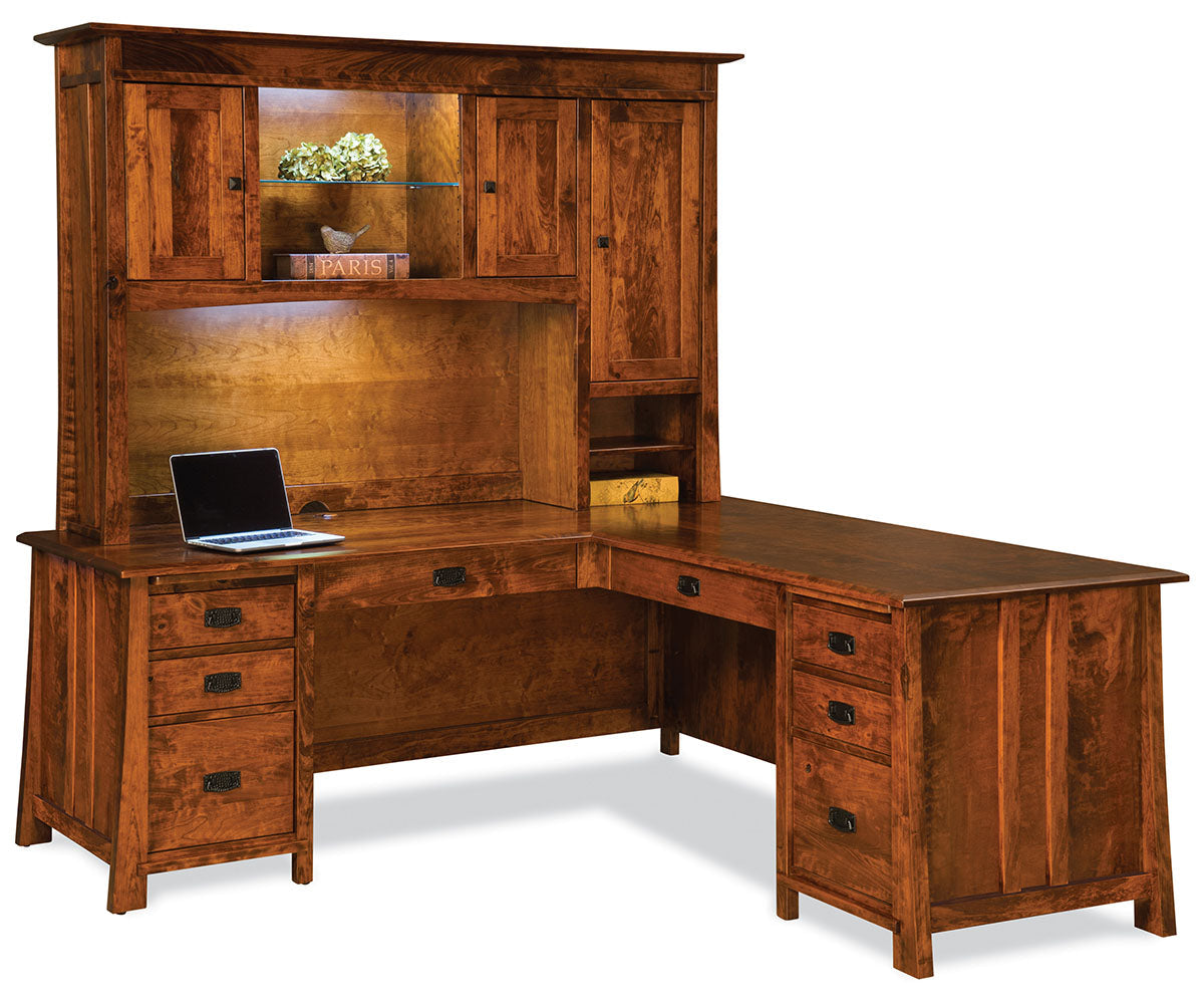 Grant 8 Drawer L Desk W/3 Door Hutch Top – 78"W Left, 78"W Right