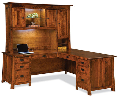 Grant 8 Drawer L Desk W/3 Door Hutch Top – 78"W Left, 78"W Right