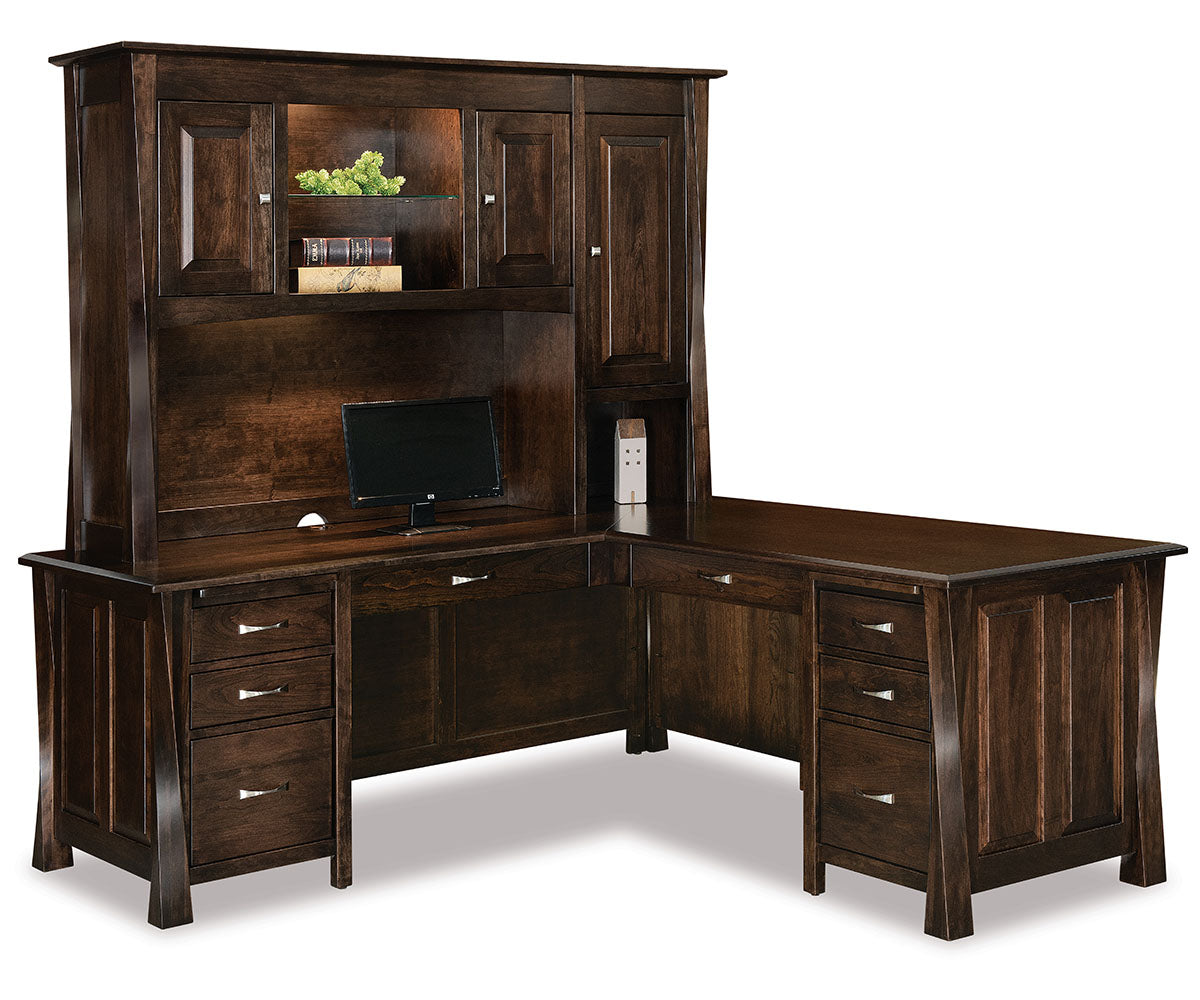 Lexington Arc 8 Drawer L Desk W/3 & Door Hutch Top