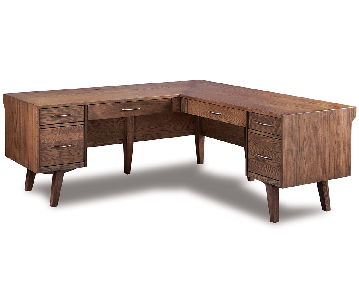 Marina 6 Drawer L Desk 78"W Left, 78"W Right W/Finished Back Both Sides