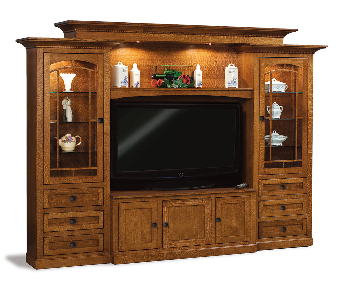 Manhattan Mission 6Pc Wall Unit. Console And Full Hanging Back Included