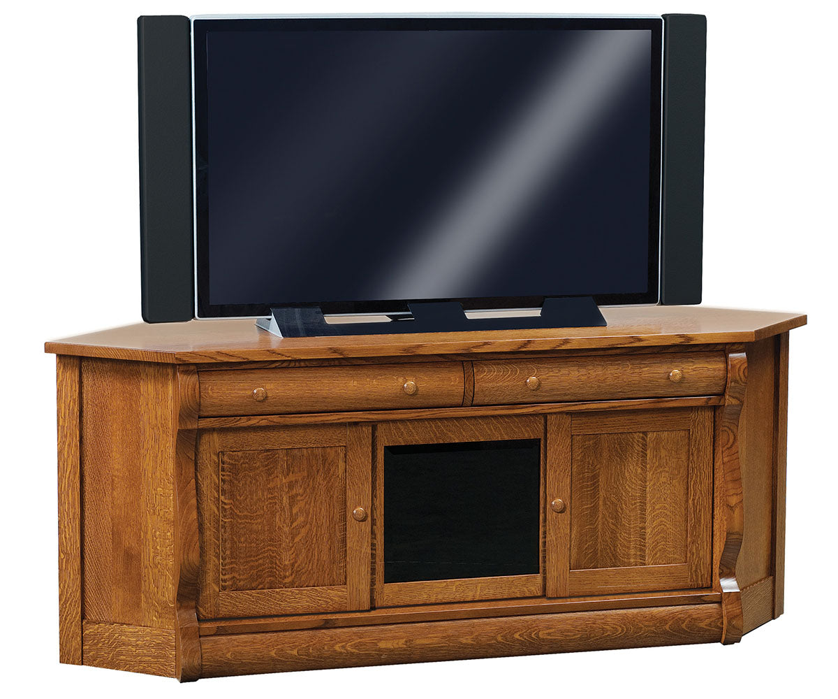 Old Classic Sleigh 3 Door, 2 Drawer Corner Console Stand