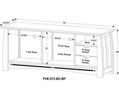 Boulder Creek 3 Door Media Stand (2 Hidden Drawers) – 72″W