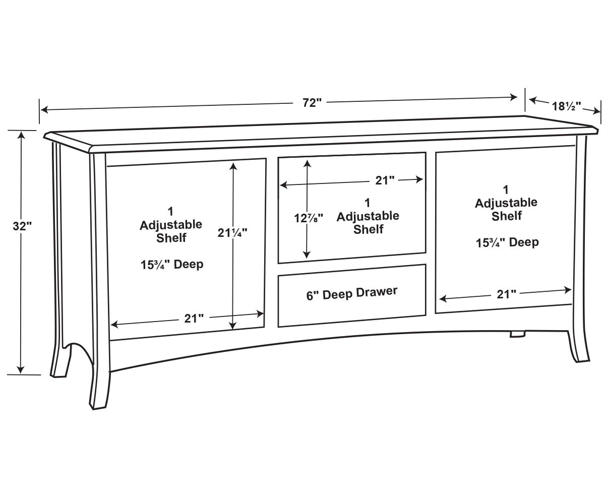 Carlisle 2 Door, 1 Drawer Media Stand