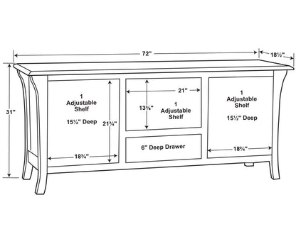 Ensenada 2 Door, 1 Drawer Media Stand – 72"W