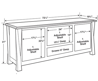 Lexington Arc 2 Door, 1 Drawer Media Stand – 72"W