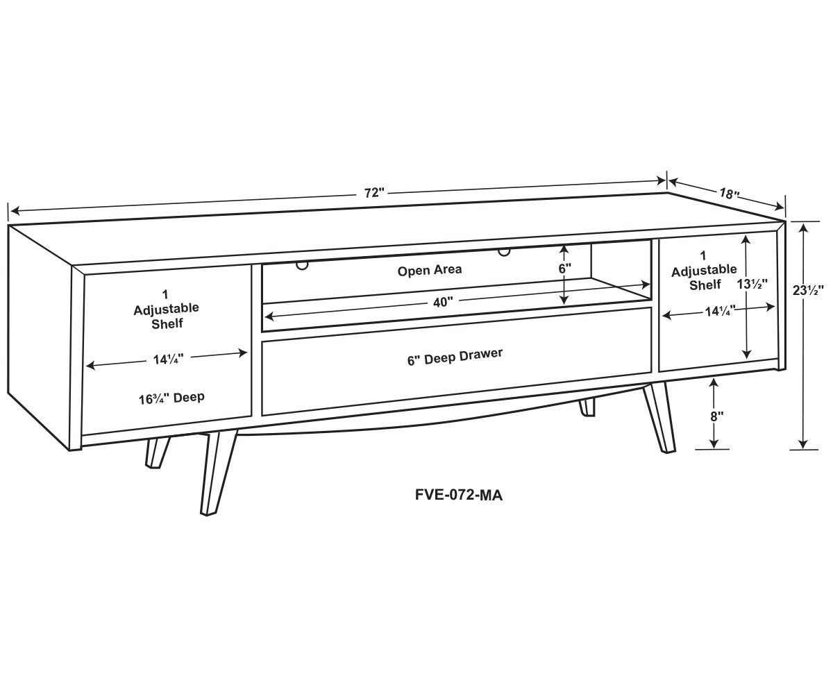 Marina 2 Door, 1 Drawer Media Stand W/Opening