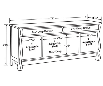 Old Classic Sleigh 4 Door, 2 Drawer Media Stand