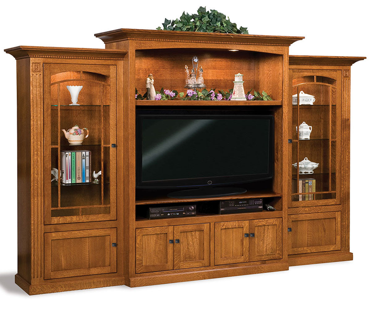 Manhattan Mission 3Pc. Wall Unit W/Bookcase On Each Side W/Fluting