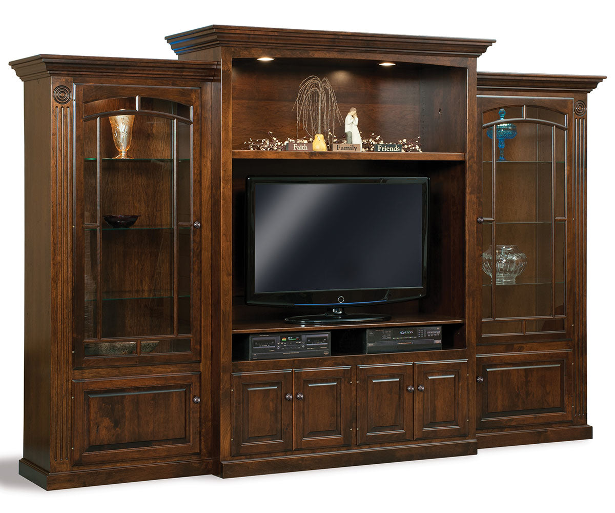 Victorian 3Pc Wall Unit W/Bookcase On Each Side W/Fluting