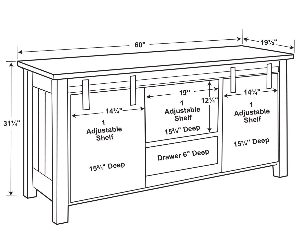 Houston 2 Door, 1 Drawer Media Stand – 60"W
