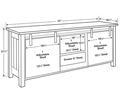 Houston 2 Door, 1 Drawer Media Stand – 72"W