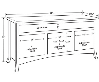 Carlisle 3 Door Media Stand W/Opening