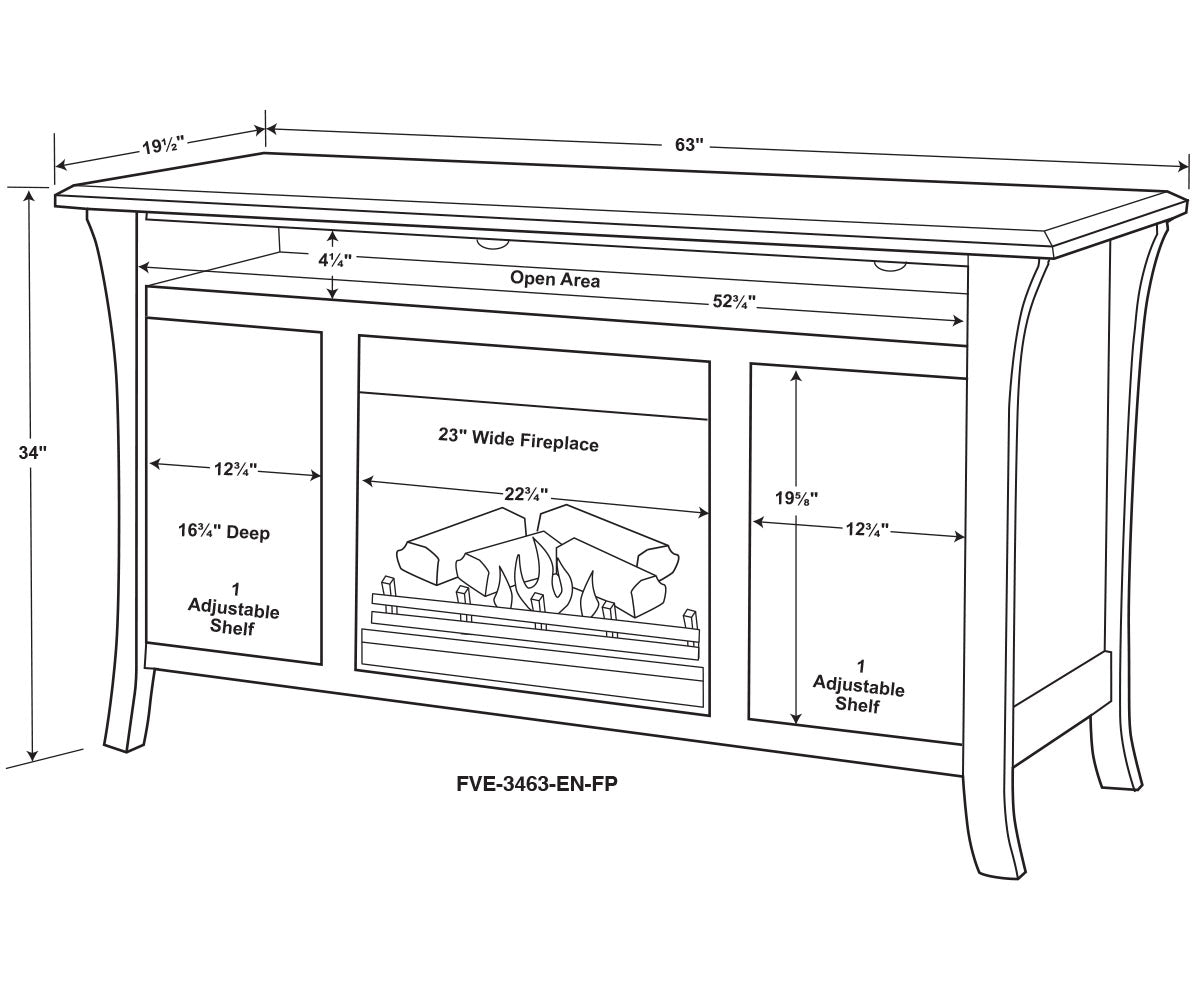Ensenads 2 Door Media Stand W/Fireplace