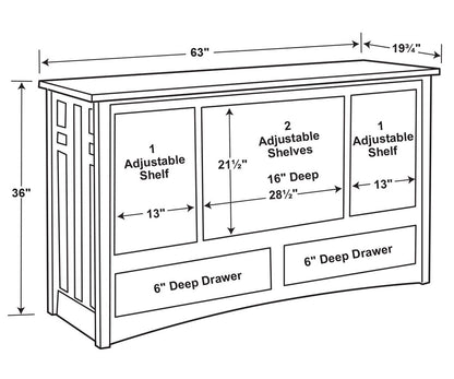 Kascade 36" High, 4 Door, 2 Drawer Media Stand