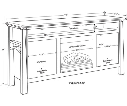 Artesa 36″ High, 2 Door Media Stand W/Fireplace