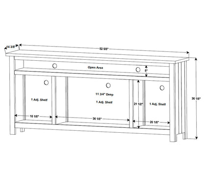 Houston 3 Door Media Stand W/Opening – 61"W