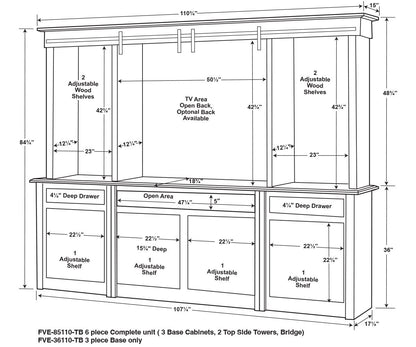 Timbra 6Pc Wall Unit W/6 Doors (2 Barn Doors On Top)