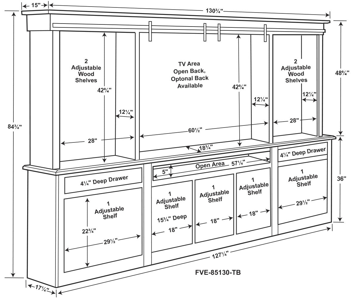Timbra 6Pc Wall Unit W/9 Doors (2 Barn Doors On Top)