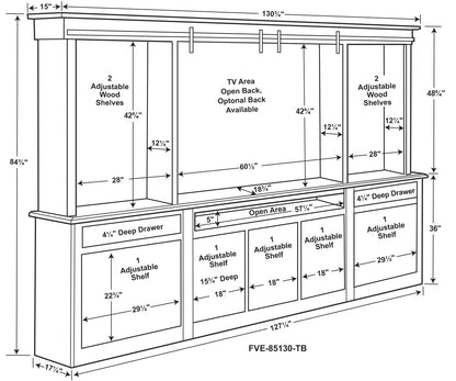 Timbra 6Pc Wall Unit W/9 Doors (2 Barn Doors On Top)
