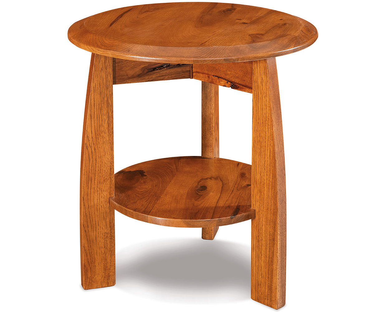 Boulder Creek 22″ Round End Table W/Shelf