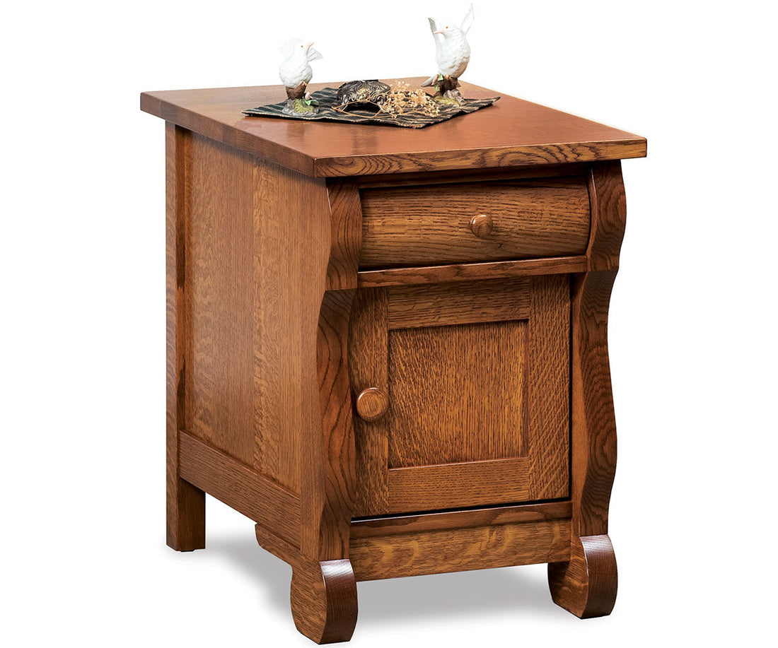 Old Classic Sleigh Enclosed End Table W/Drawer & Door