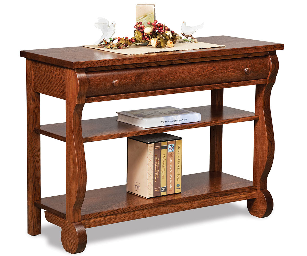 Old Classic Sleigh Open Sofa Table W/Drawer
