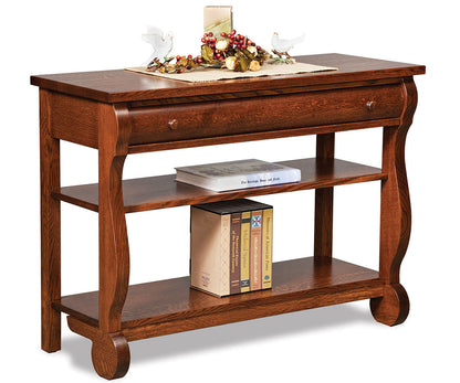 Old Classic Sleigh Open Sofa Table W/Drawer