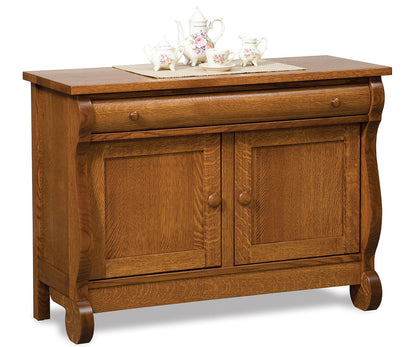 Old Classic Sleigh Enclosed Sofa Table W/Drawer, Doors & Shelf