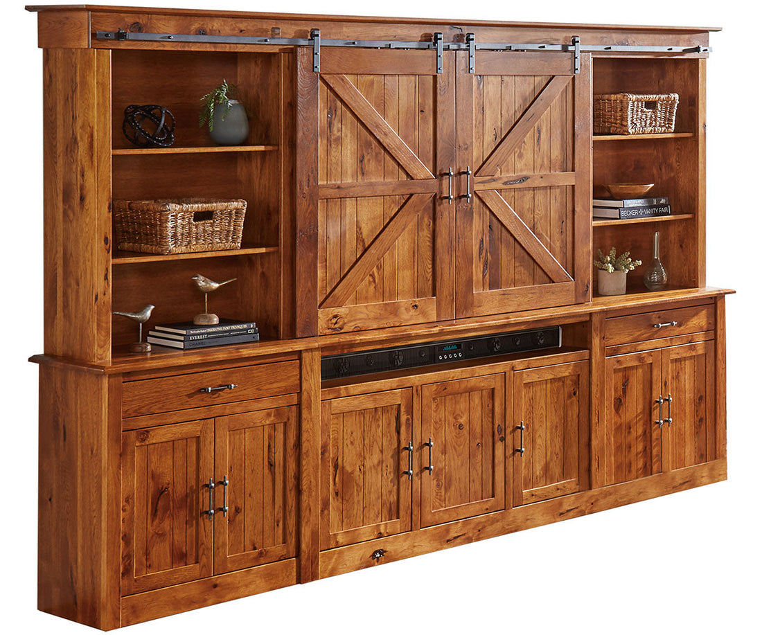 Timbra 6Pc Wall Unit W/9 Doors (2 Barn Doors On Top)
