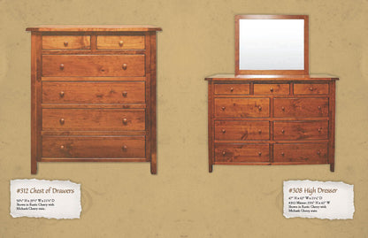Kingston High Dresser with Beveled Mirror
