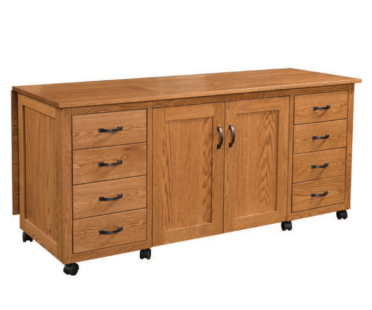 Flat Top Sewing Cabinet with Pocket Doors