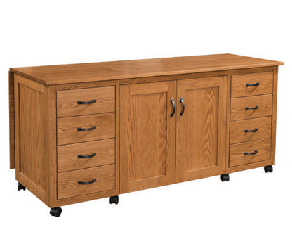 Flat Top Sewing Cabinet with Pocket Doors