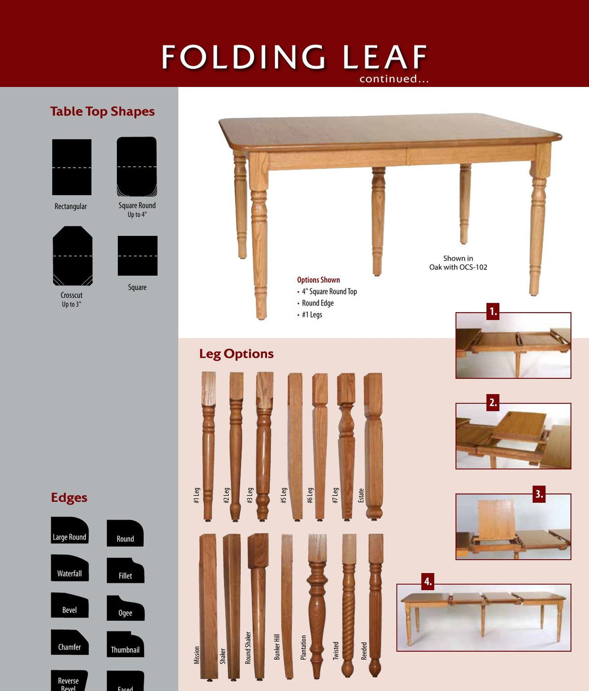 Folding Leaf Leg Table catalog page