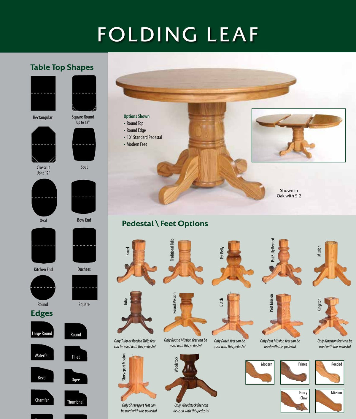 Folding Leaf Single Pedestal Table catalog page