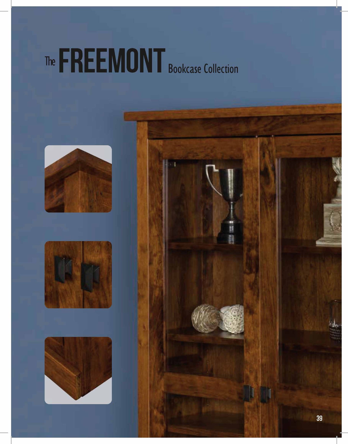 Freemont Mission 36" Bookcase With Full Length Glass Doors