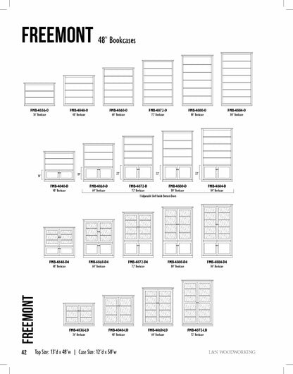 Freemont Mission 36" Bookcase With Full Length Glass Doors