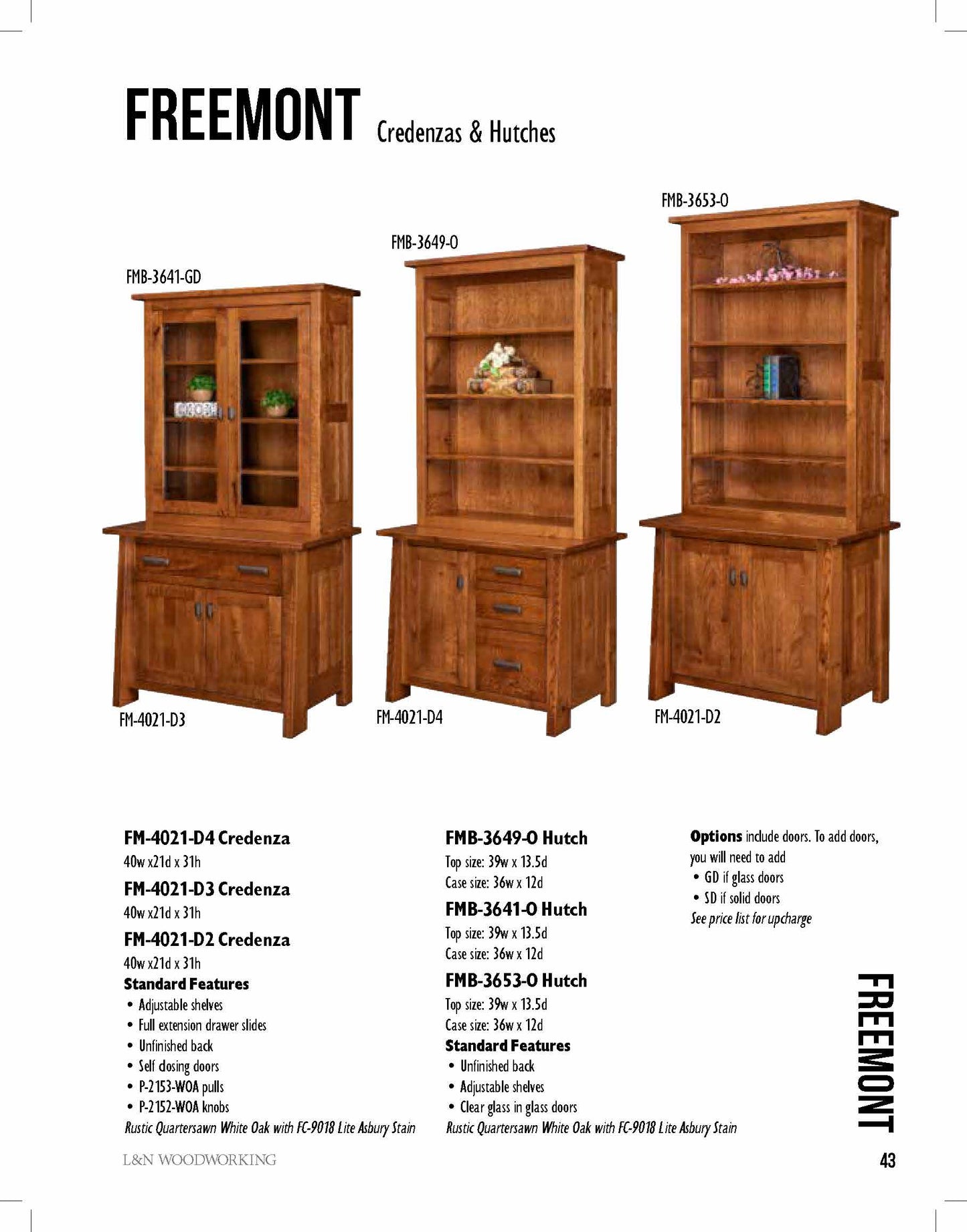 Freemont Mission 36" Bookcase With Full Length Glass Doors