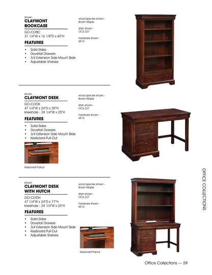 Claymont 47 1/4" Desk with Optional Hutch