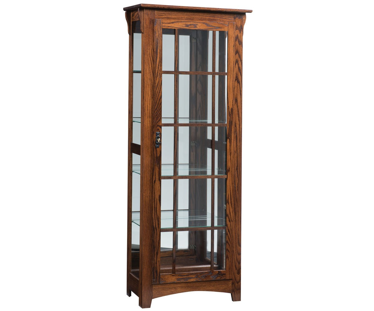 Mission Single Door Curio with Mullions in Sides