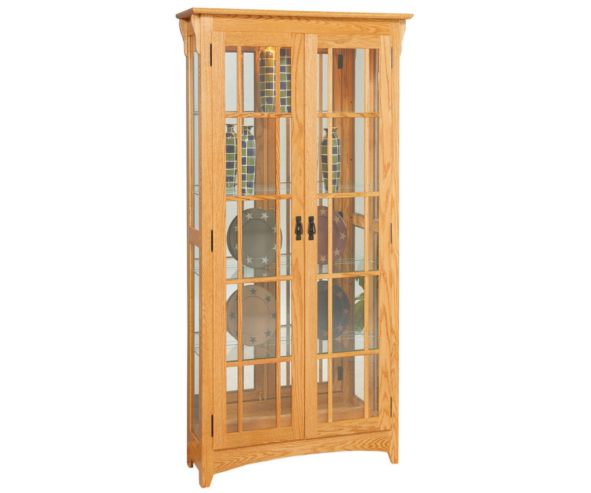 Mission Double Door Curio with Mullions in Sides