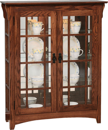 Mission Double Door Curio with Mullions in Sides